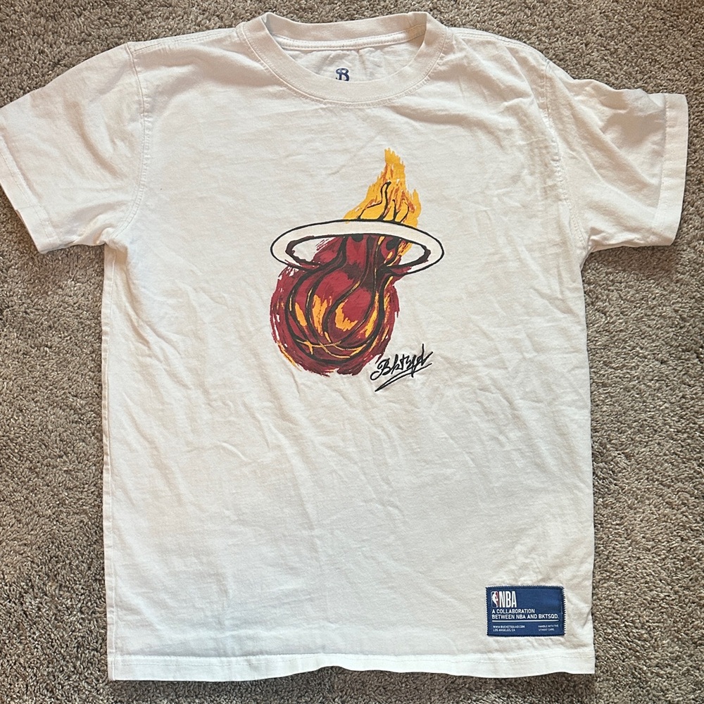NBA White Tee with Fiery Graphic